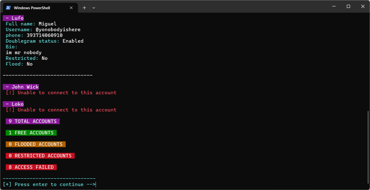 Análisis de cuentas de Telegram en Doublegram