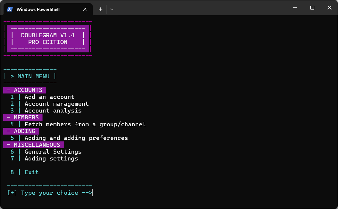 Menú Principal de Doublegram